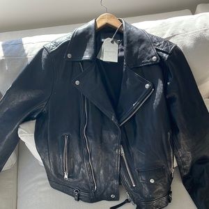NWT ALL SAINTS SORA BIKER BLACK LEATHER JACKET